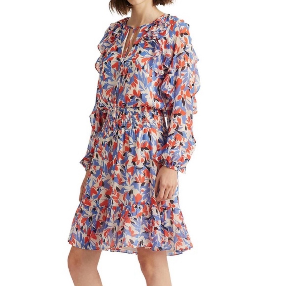 Lauren Ralph Lauren Floral Crinkled Georgette Dress 16 DIMOSTIE FLORAL Dress